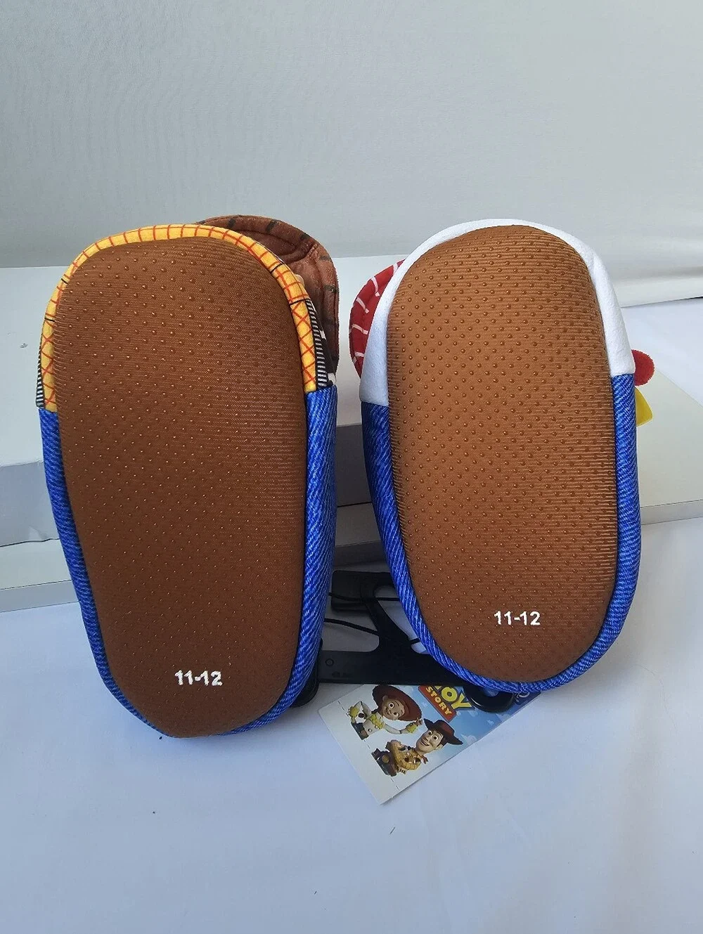 ​Disney Pixar Toy Story Woody & Jessie Plush Slippers Kids Size 11-12 NWT